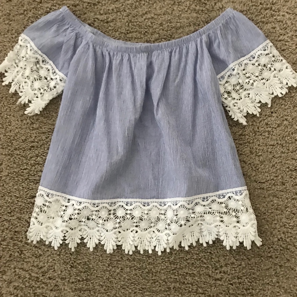 Blue Off The Shoulder Top